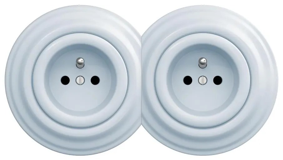 Kliklap - Двойна ретро розетка с рамка 230V, синя