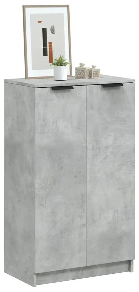 811443 vidaXL Шкаф за обувки, бетонно сив, 59x35x100,5 см, инженерно дърво