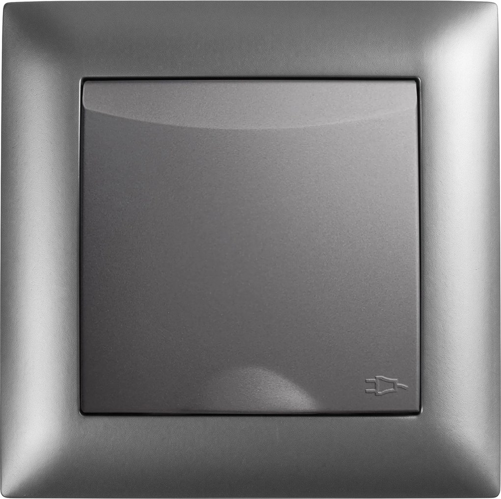 Единичен контакт със заземяване и капаче с рамка OSTE JNH005-G Grey