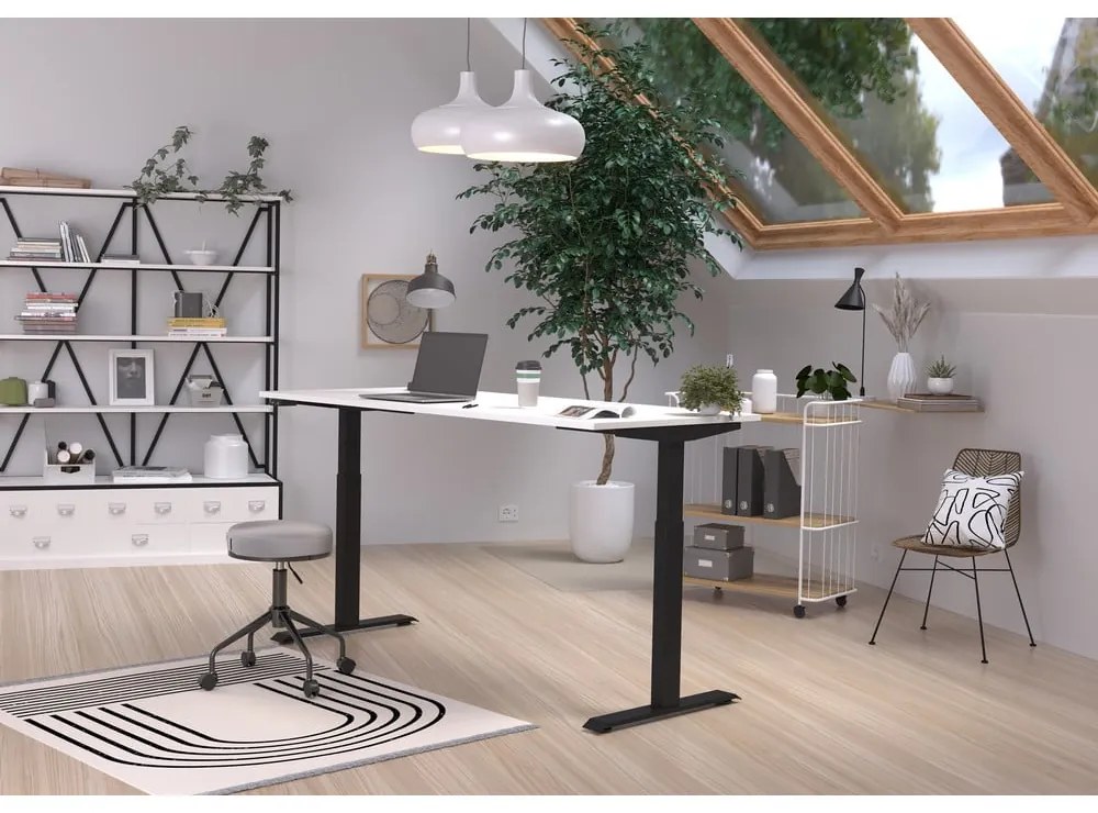 Работна маса с електрическо регулиране на височината с бял плот за маса 80x180 cm Jet – Germania