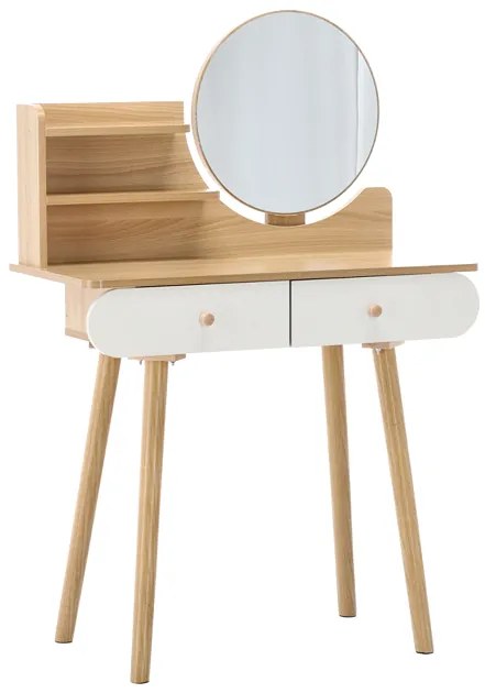 Козметична тоалетка с огледало и дървени чекмеджета