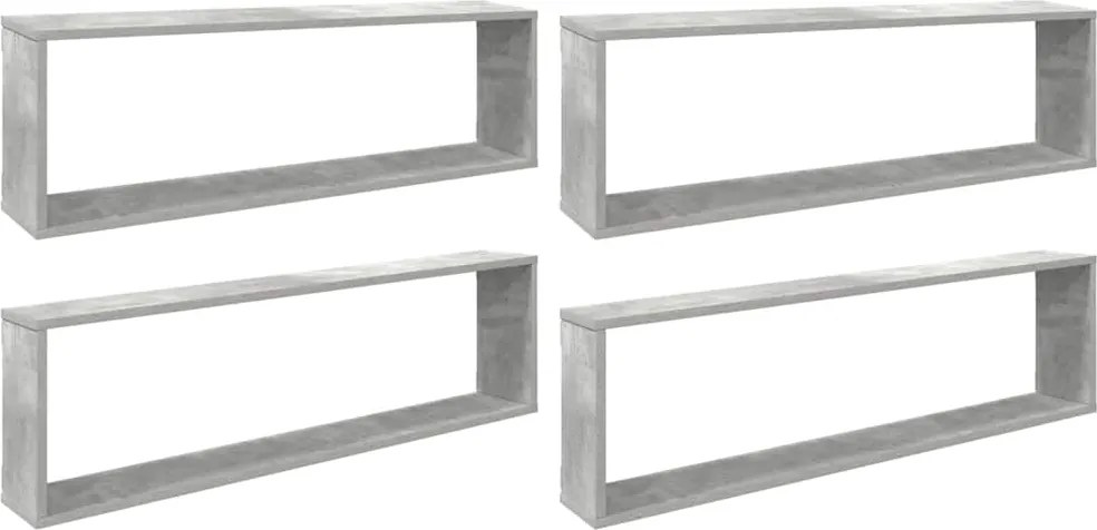 807092 vidaXL Стенни рафтове 4 бр бетонно сив 100x15x30 см инженерно дърво