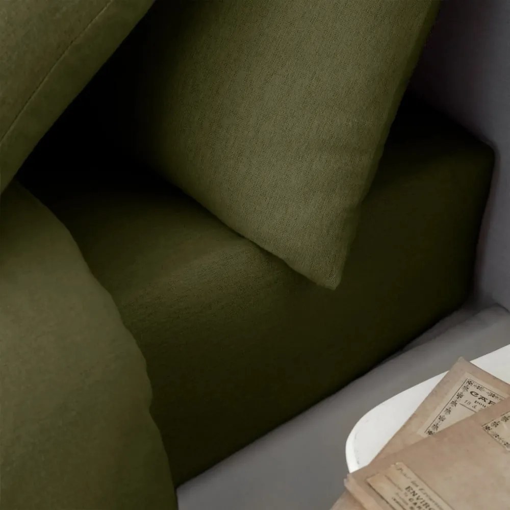 Еластичен фланелен чаршаф в цвят каки 150x200 cm Brushed – Catherine Lansfield