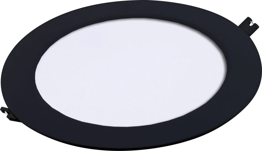 RABALUX Shaun2, indoor round recessed lamp, black plastic lamp with white plastic shade, 18W, with shade: 1350lm, without shade: