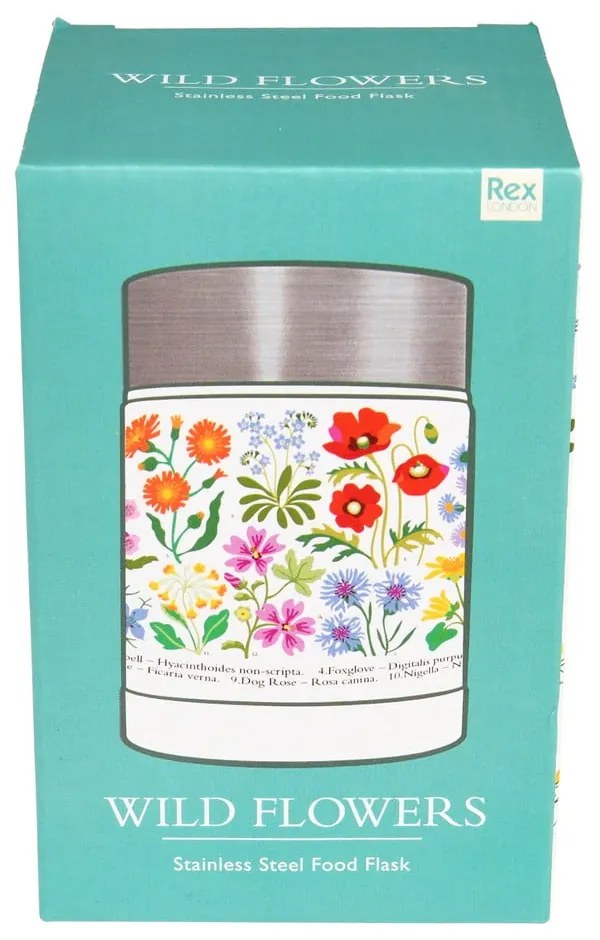 Детски термос за храна в кремав и сребрист цвят 450 ml Wild Flowers – Rex London