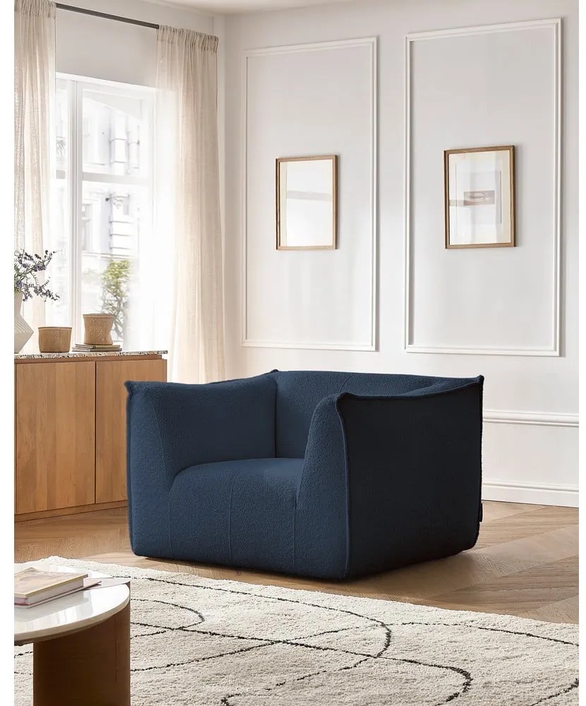 Тъмносиньо кресло от прежда с примки от букле Giorgia – Bobochic Paris