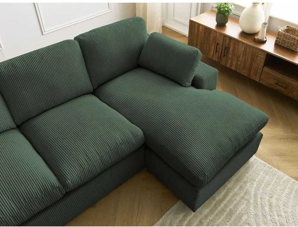 Зелен ъглов диван от рипсено кадифе Belair – Bobochic Paris