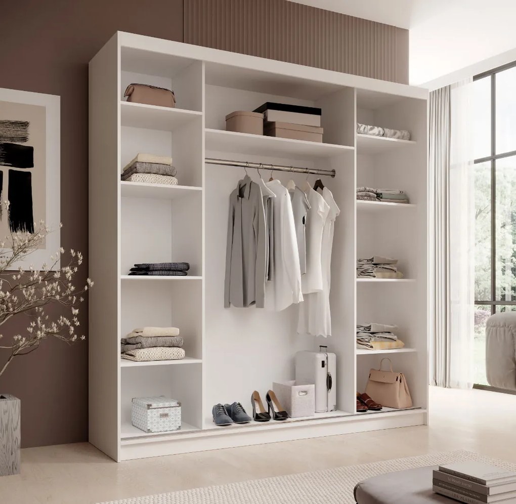 Гардероб Barry 200 плъзгащ-Бяло