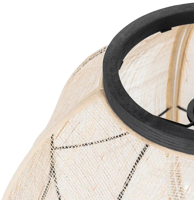 Ориенталска висяща лампа кафяв плат 46 см - Rob