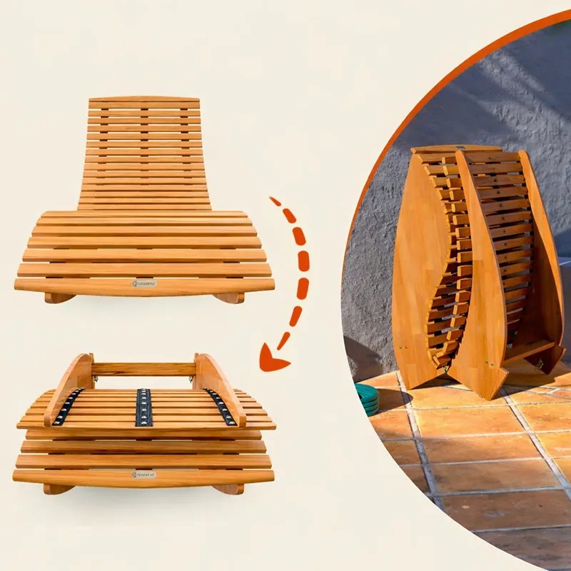 Люлеещ се шезлонг за сауна Java от акациева дървесина