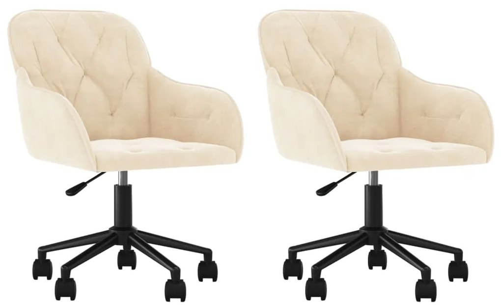 3103430 vidaXL Въртящи трапезни столове, 2 бр, кремави, кадифе
