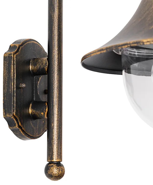 Класическа външна стенна лампа антично злато IP44 - Daphne