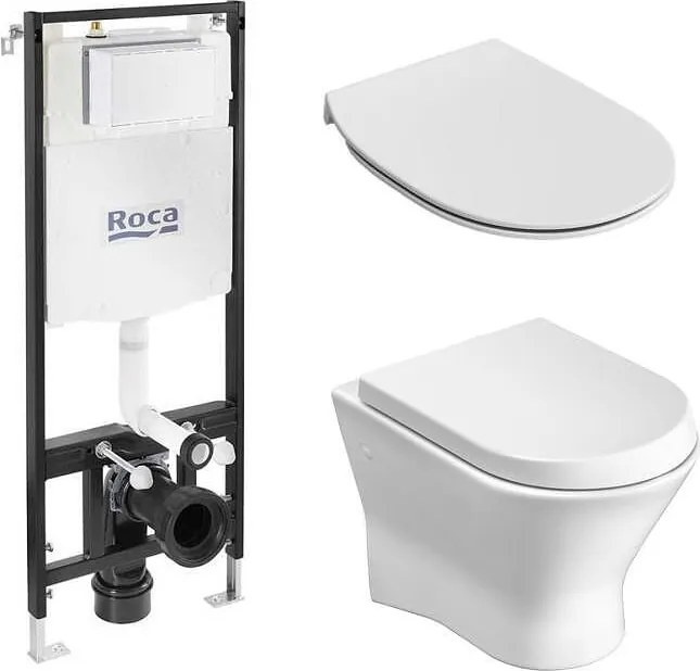 Комплект за WC Active One 4 в 1 NEXO, бутон по избор, окачена чиния, седалка и капак забавено падане, структура, A89006002E + A346640000 + A801C4200U