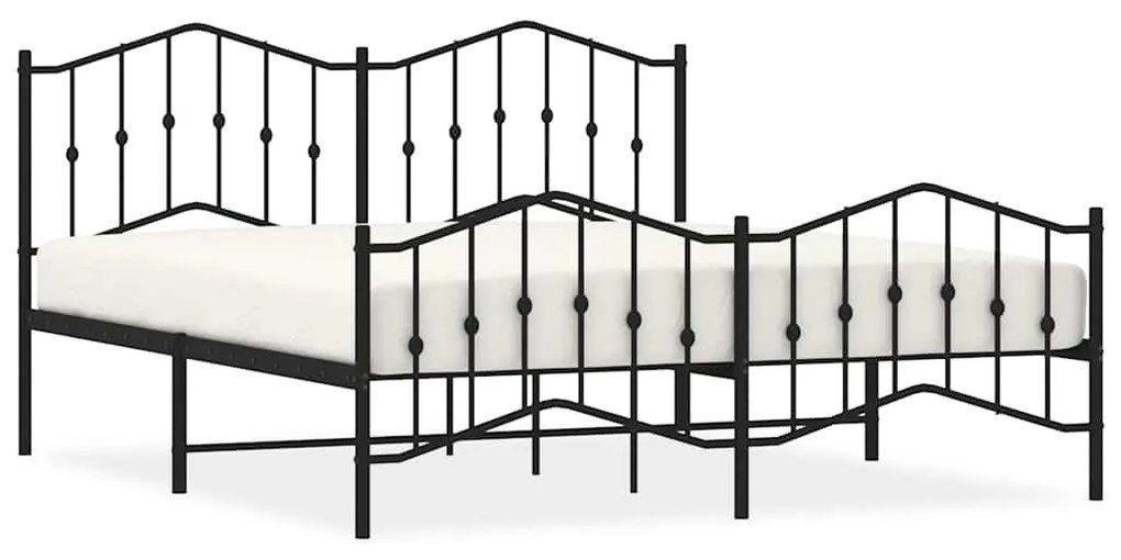 373812 vidaXL Метална рамка за легло с горна и долна табла, черна, 183x213 см