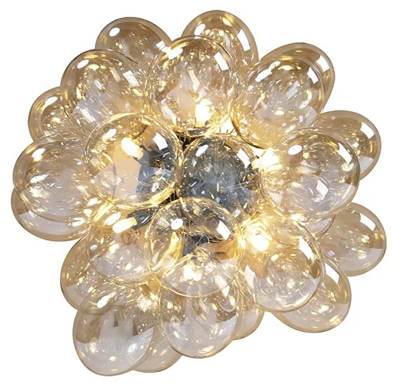 Интелигентна таванна лампа черна с кехлибарено стъкло 6 светлини вкл. 6 WiFi G9 - Uvas