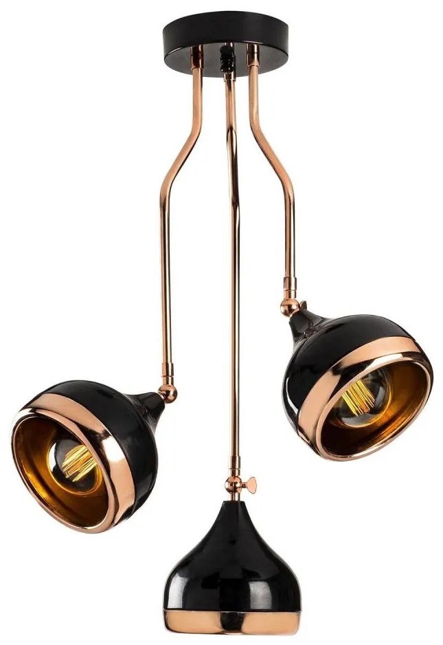 Полилей на тръба YILDO 3xE27/40W/230V черен/меден