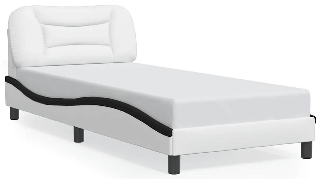 3207973 vidaXL Рамка за легло без матрак Hvar, бяла, черна, 90x190 см изкуствена кожа