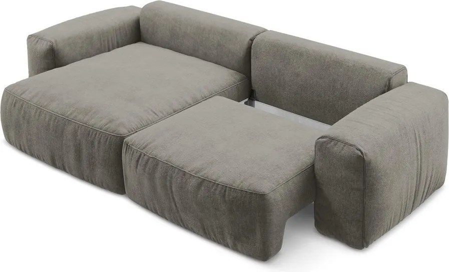 Сив шенилов сгъваем ъглов диван (ляв ъгъл) Kuki – Makamii