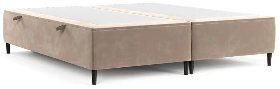 Бежово тапицирано двойно легло с място за съхранение 200x200 cm Tate – Maison de Rêve