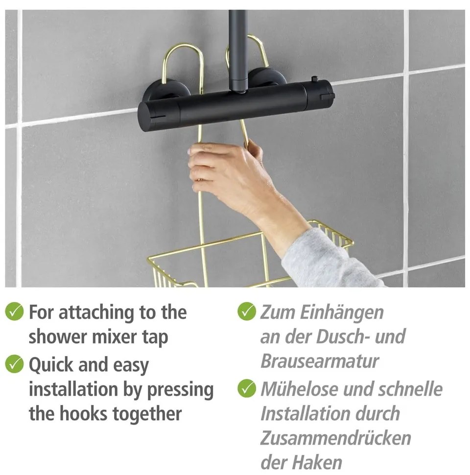 Висящ рафт за баня от неръждаема стомана в златист цвят Milo – Wenko