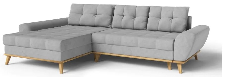 Светлосив разтегателен ъглов диван (ляв ъгъл) Balitco – Ropez