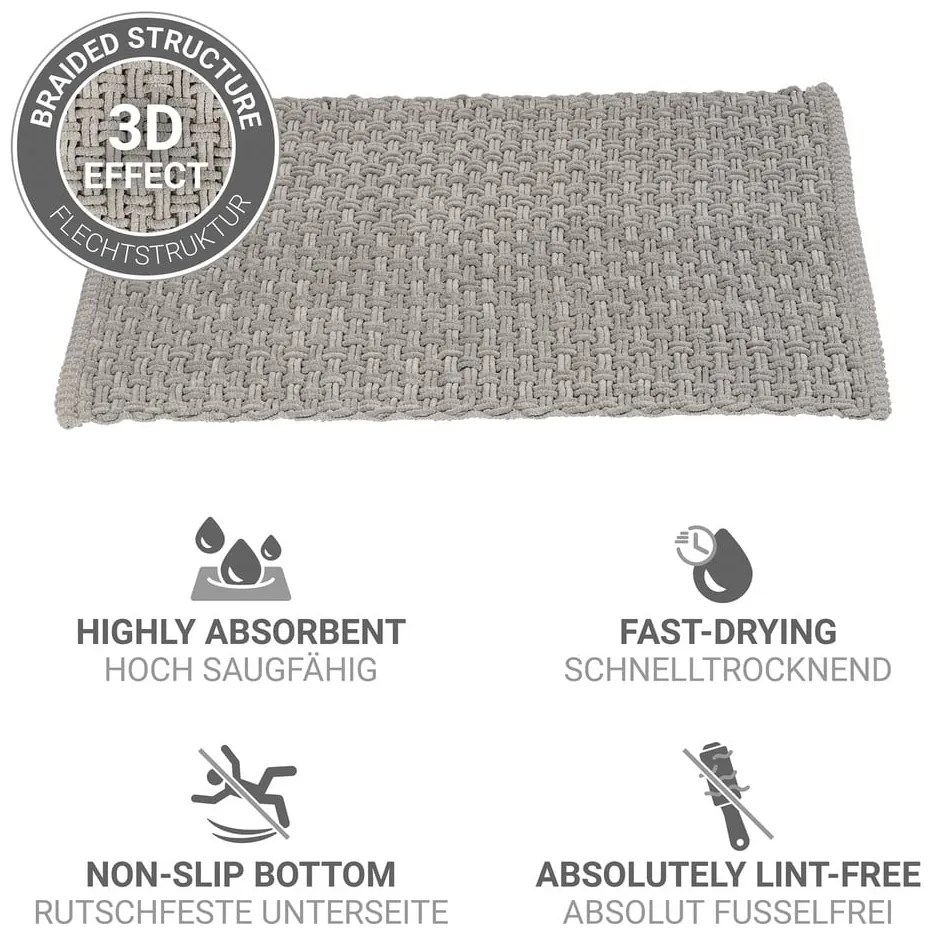 Сив текстилен килим за баня 50x80 cm Ecoli – Wenko
