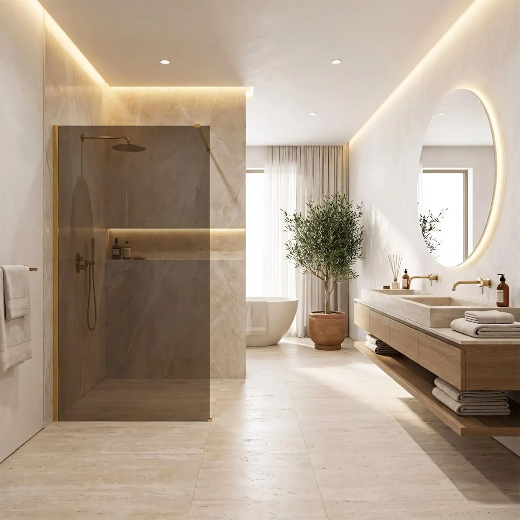 Параван за душ Rea Flexi Brown / Gold 110