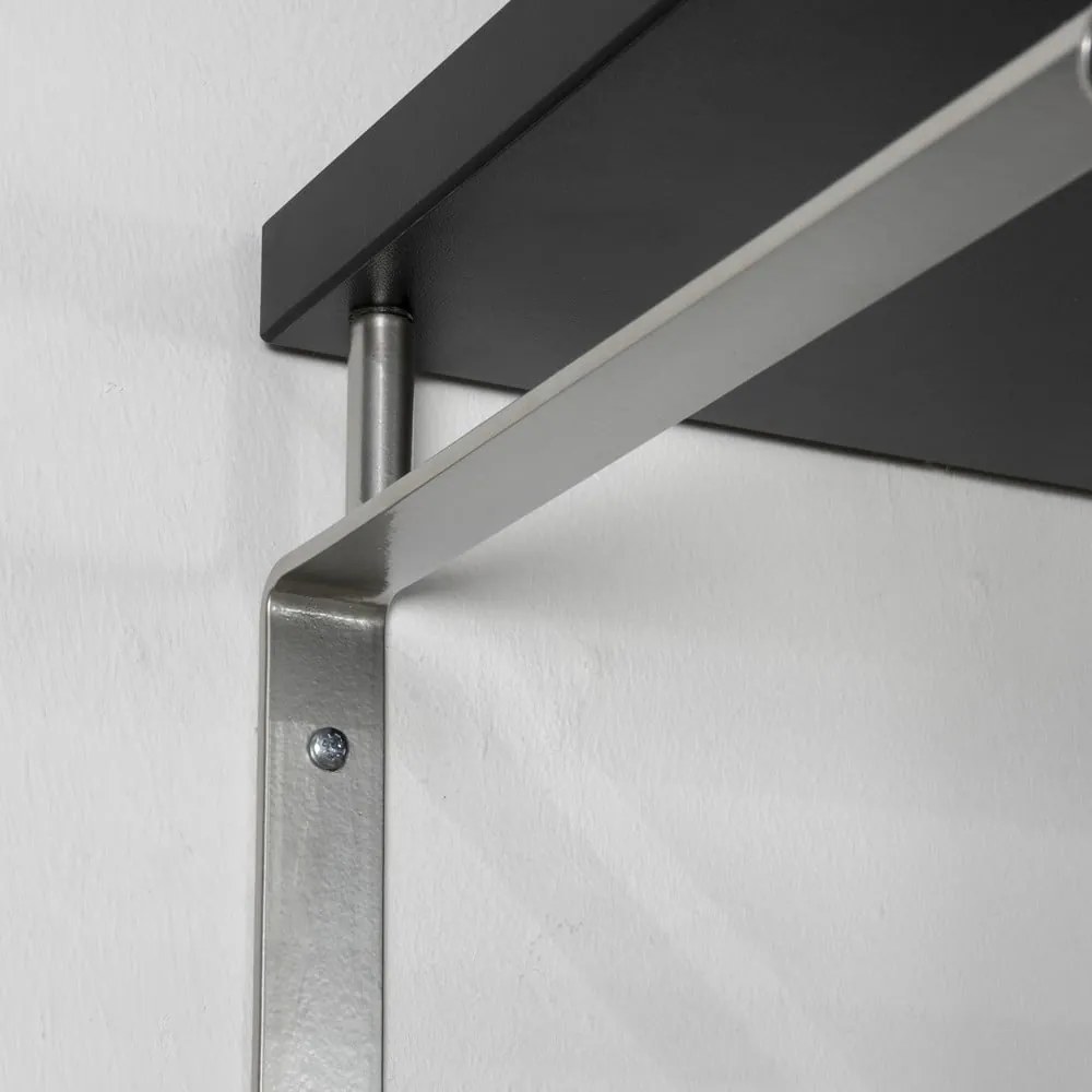 Черна/в сребрист цвят метална стенна закачалка с рафт 70 cm Rex – Spinder Design