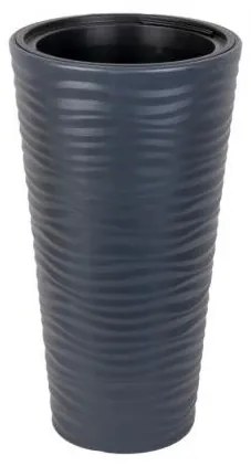 Serinova - Пластмасова кашпа ф30xh57см, 5,5л, антрацит-(KVT1)