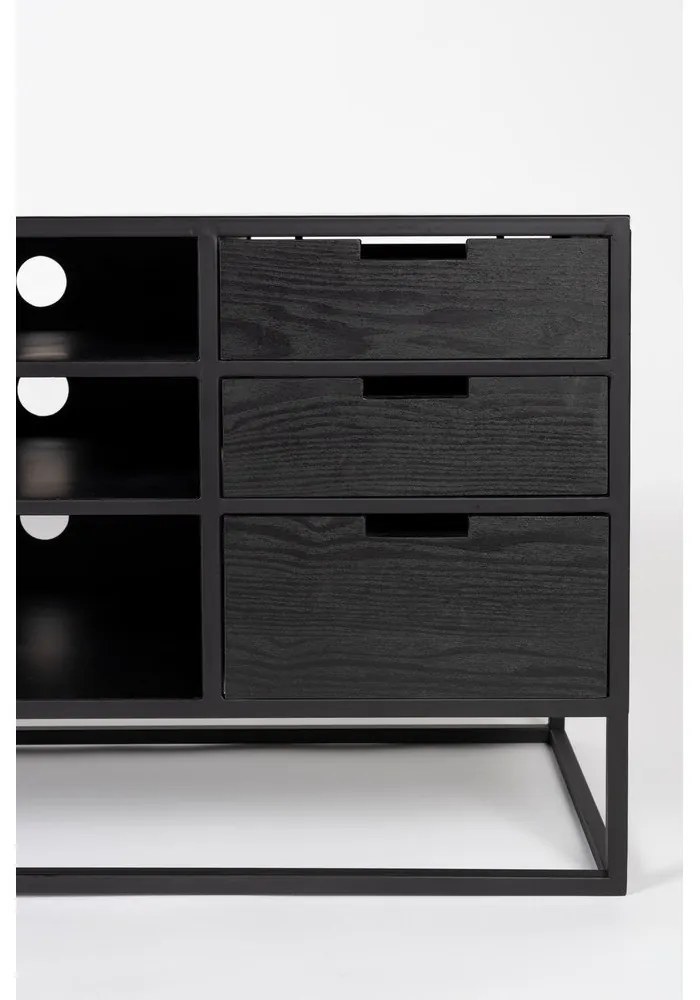 Черна ратанова маса за телевизор 38x55 cm Guuji - White Label