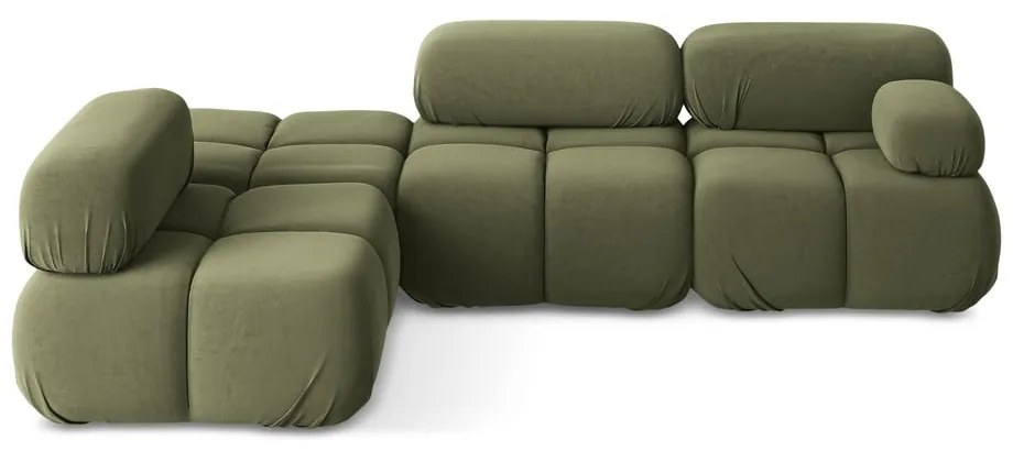 Светлозелен кадифен модулен ъглов диван (ляв ъгъл) Lokua – Makamii