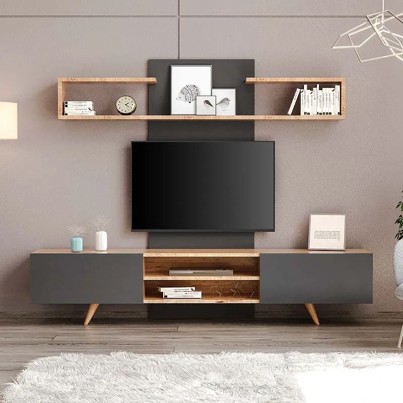 TV единица Giacomo в сапфирен дъб - антрацитен цвят 180x40x45см.
