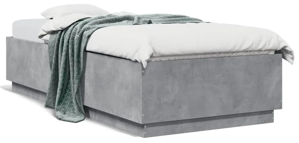 3209726 vidaXL Рамка за легло, бетонно сиво, 90x200 см, инженерно дърво