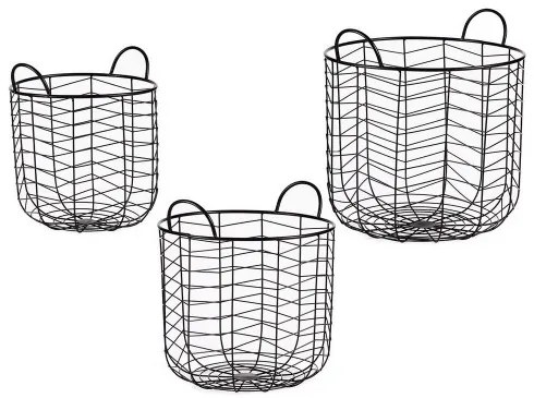 Комплект кошове Кръгъл Черен Метал (3 pcs)