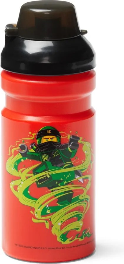 Червена бутилка за вода с черен капак Ninjago, 390 ml Ninjago Classic - LEGO®