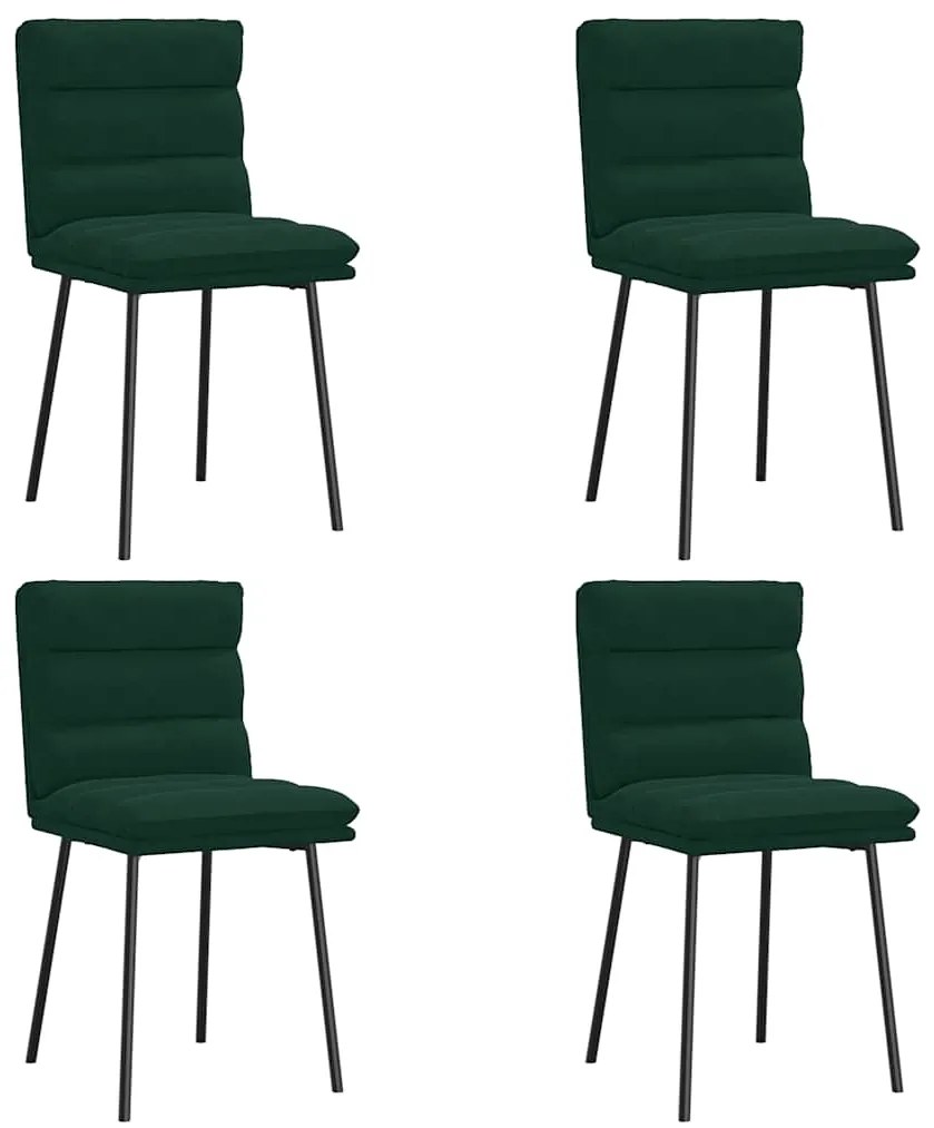 3315384 vidaXL Трапезни столове, 4 бр, тъмнозелени, кадифе