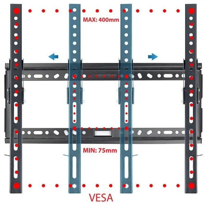 Стойка за телевизор Esperanza ERW014, Стенен монтаж, От 26 до 70 inch, Макс 30 кг, Vesa 400x400, Черен