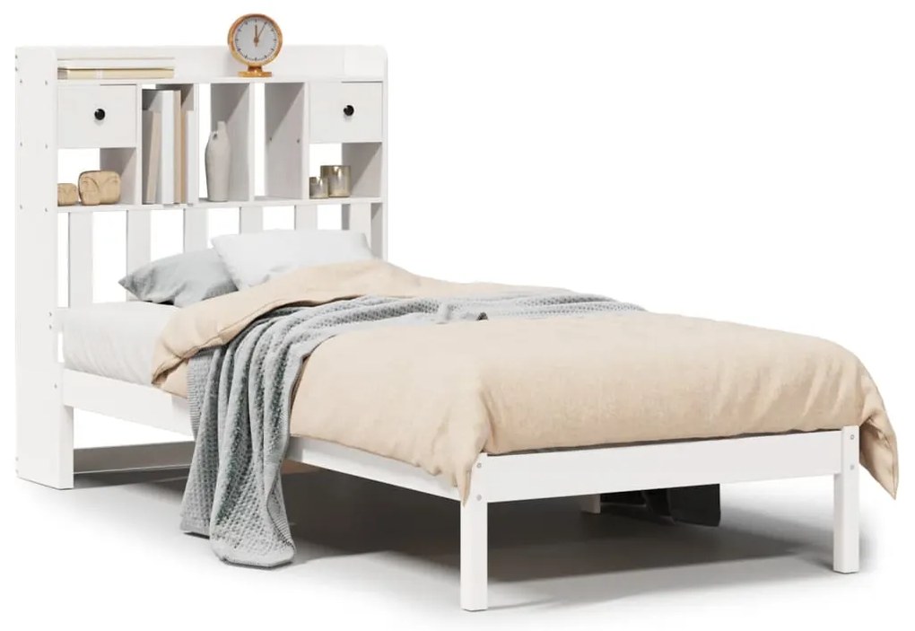 3321621 vidaXL Легло с етажерка за книги, без матрак, 90x200 см, бор масив