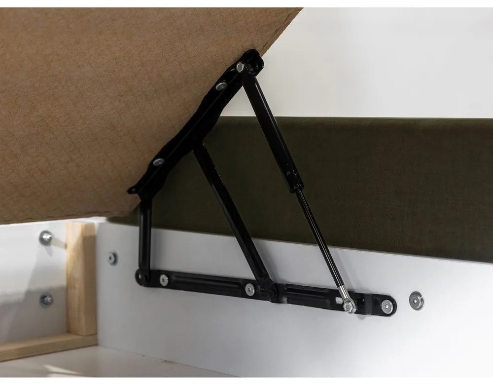 Тъмнозелено тапицирано двойно легло с място за съхранение с решетка 160x200 cm Jade - Bobochic Paris