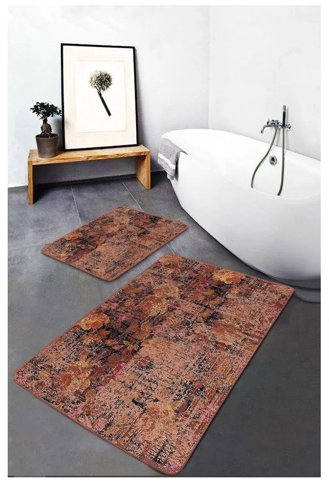 Кафяви кадифени килими за баня в комплект от 2 бр. 60x100 cm – Mila Home