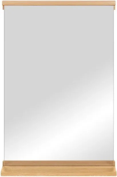 Стенно огледало с рафт масивно дърво 50x75 cm Lun – noo.ma