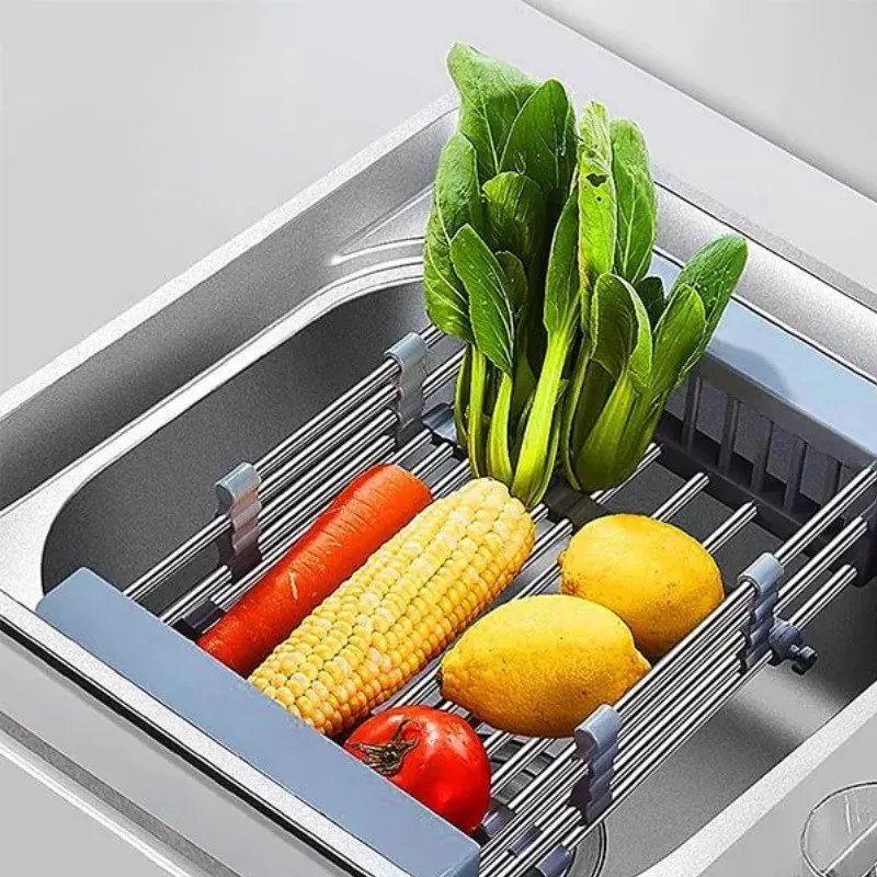 Разопакован: Регулируема стойка за съхранение и оттичане Sinkmate, Лесен монтаж, Компактна, До 10 кг, Сив/сребрист