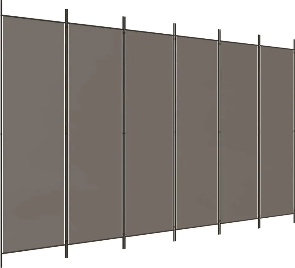 350192 vidaXL Параван за стая, 6 панела, антрацит, 300x200 cм, текстил