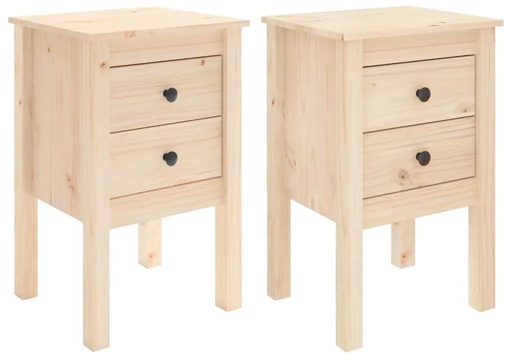 813690 vidaXL Нощни шкафчета, 2 бр, 40x35x61,5 см, борово дърво масив