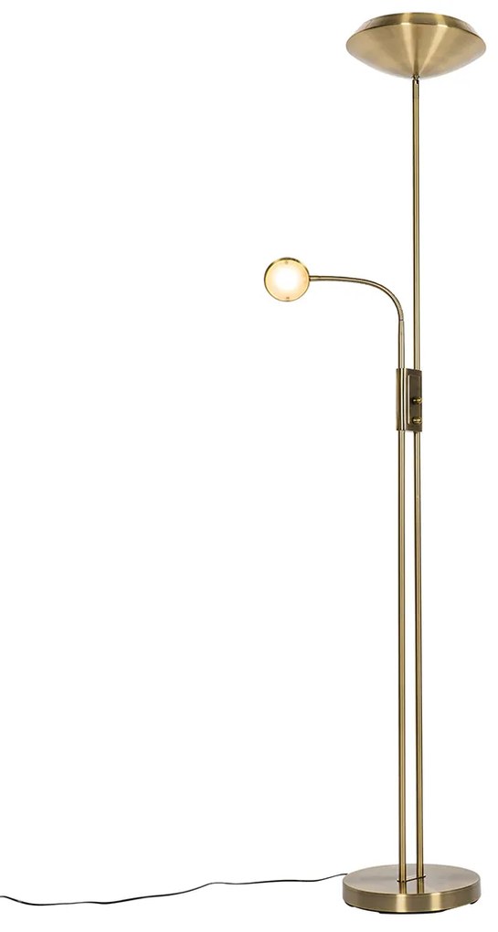 Подова лампа бронз с LED и димер с лампа за четене - Fez