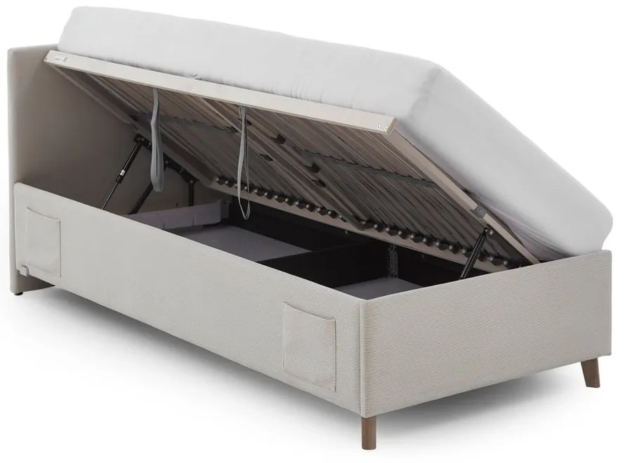 Бежово тапицирано детско легло 140x200 cm с място за съхранение с включена подматрачна рамка Cool – Meise Möbel