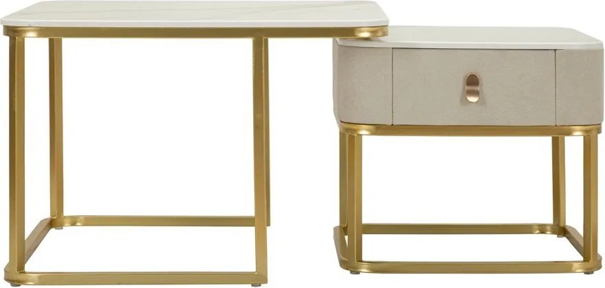 Кремави/златисти масички за кафе в комплект от 2 бр. от декор от мрамор 50x70 cm Beauty – Mauro Ferretti