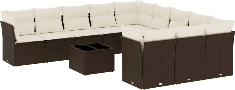 3250262 vidaXL Градински комплект диван с възглавници 12 части кафяв полиратан