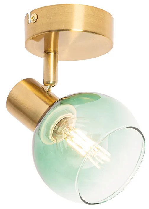 Прожектор в стил Арт Деко златен със зелено стъкло - Vidro