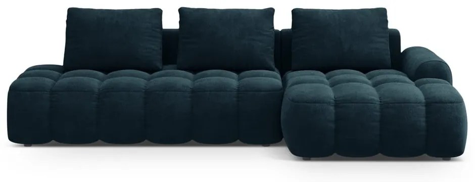 Кадифен сгъваем/с място за съхранение ъглов диван в петролен цвят (десен ъгъл) Linz – Cosmopolitan Design